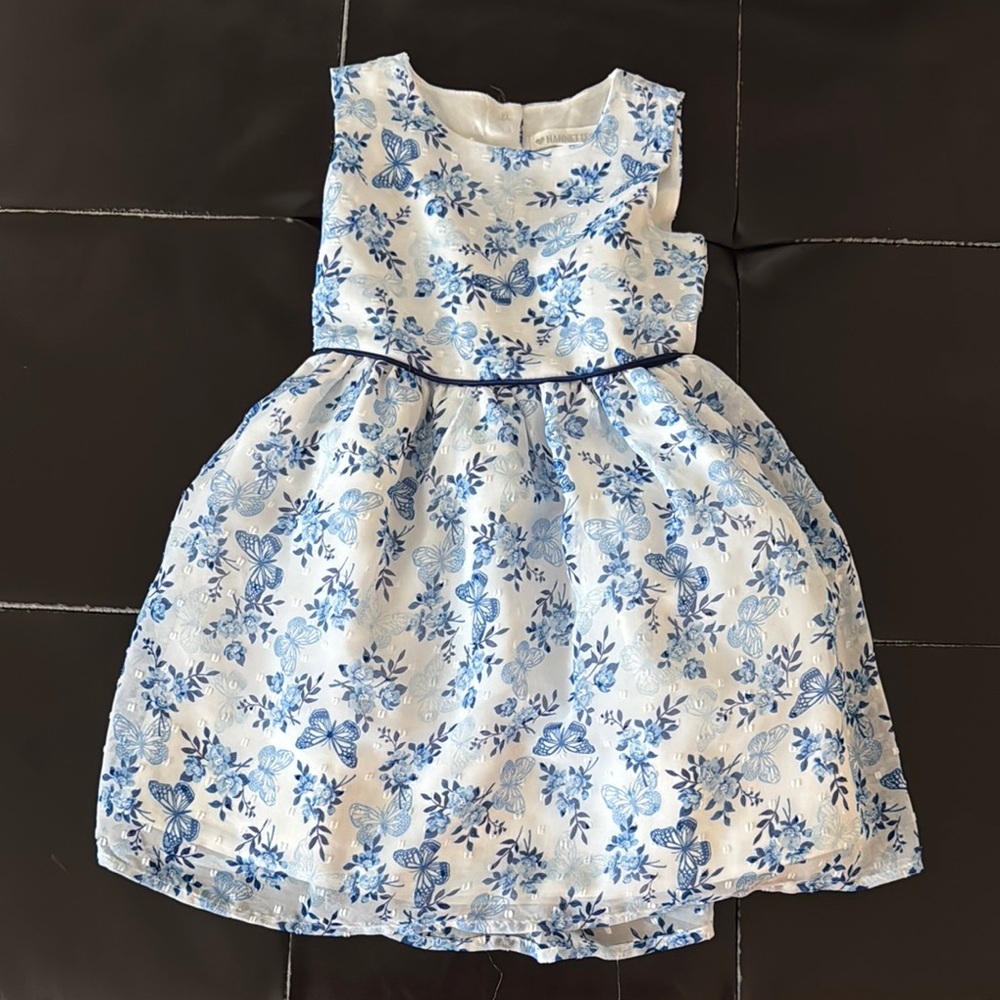 Floral Blue and White Kids Dress
